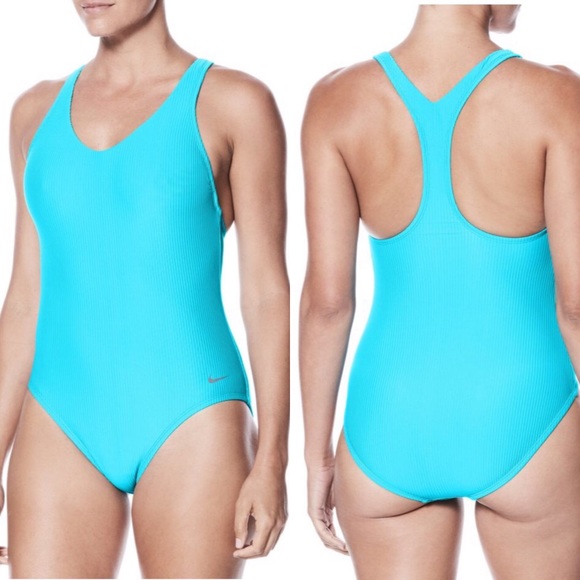 Nike Swim Womens Ribbed Racerback Onepiece Blue Poshmark
